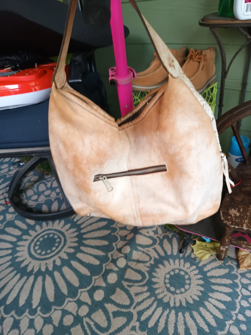 Vintage Patricia Nash Woven Tassel Hobo in Light Tan and Cream